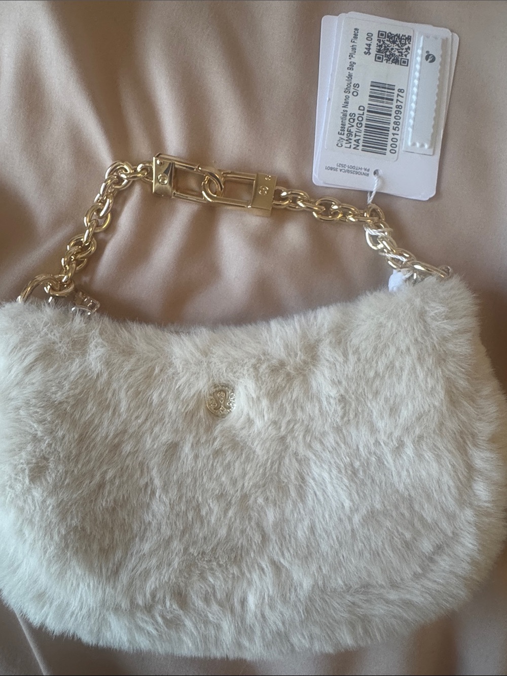 lululemon athletica Cream Faux-Fur nano shoulder bag